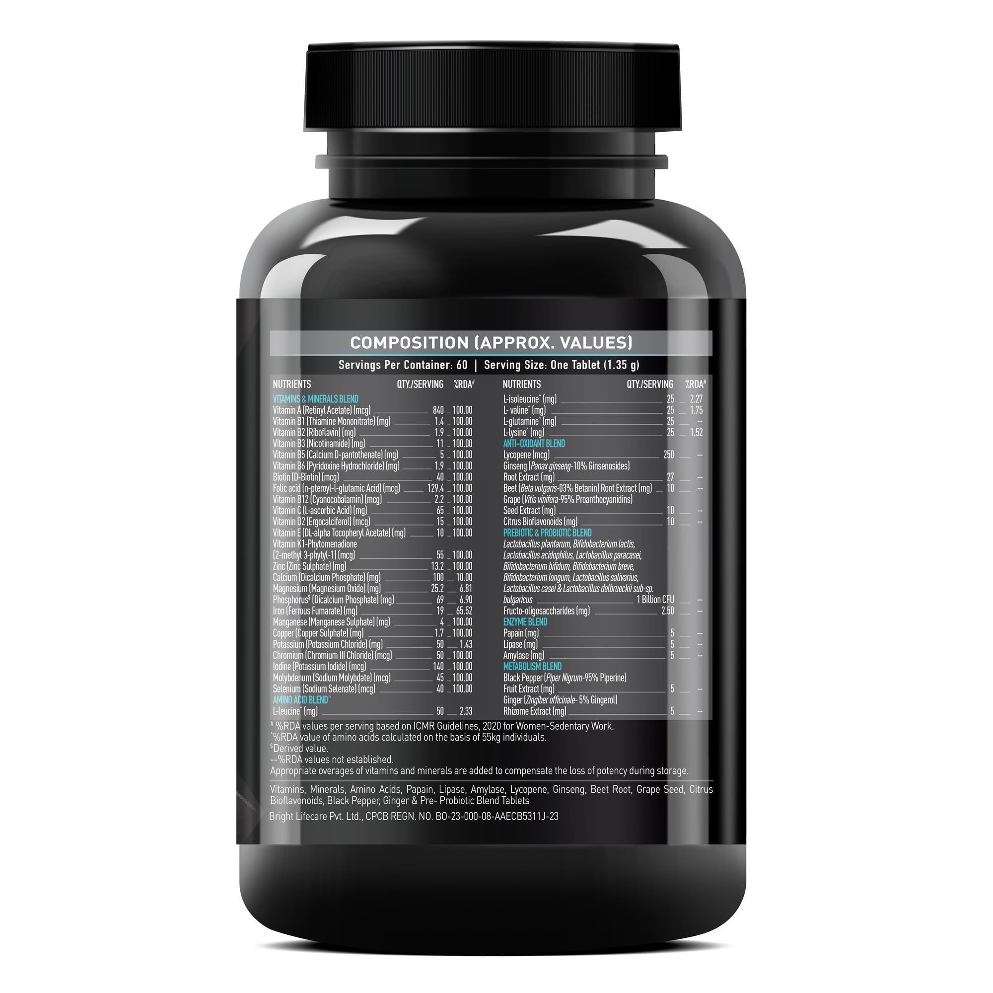 MuscleBlaze MB-Vite Daily Multivitamin, 60 Tablets | 51 Ingredients, 6 Blends | Adult Supplement - in use