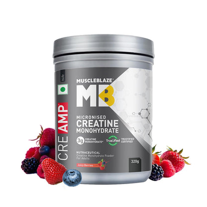 MuscleBlaze Micronised Creatine Monohydrate CreAMP Powder, 320g, Unisex Adult Supplement