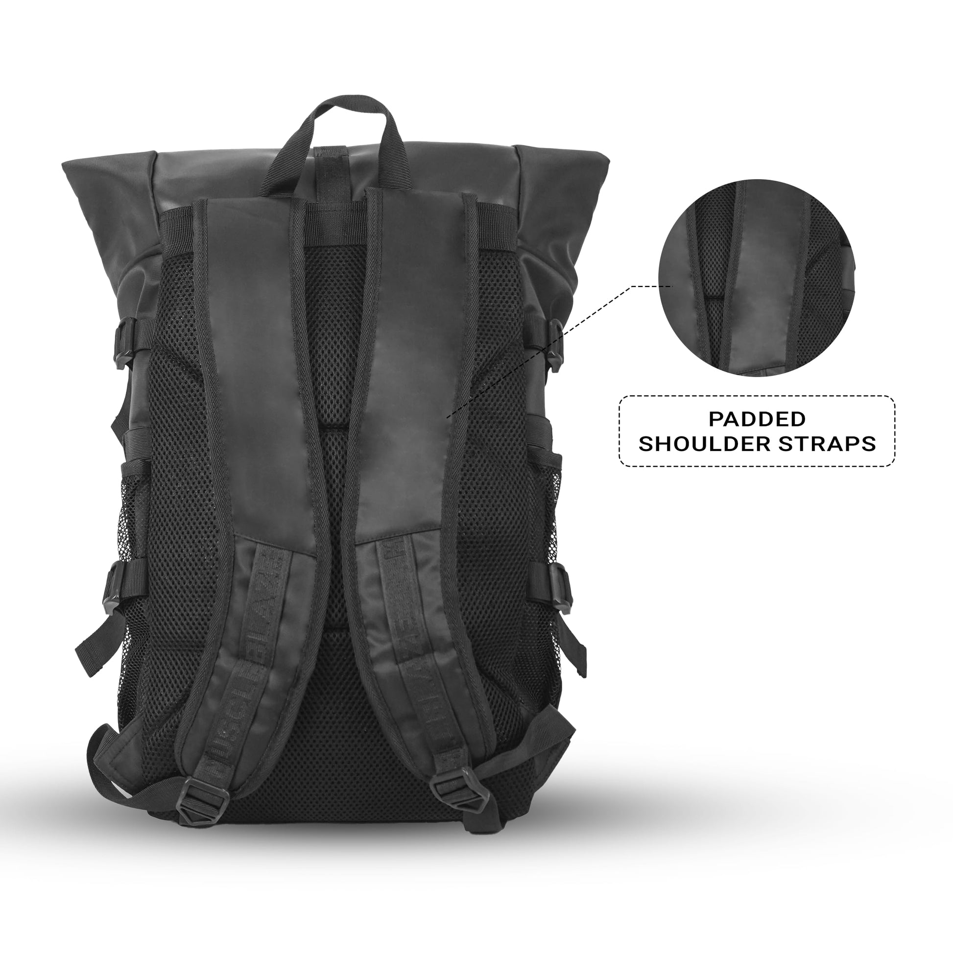 MuscleBlaze Pro Gym Backpack, 30L, Black, Water-Resistant Sports Duffle, Multiple Compartments, Unisex Adult - label detail