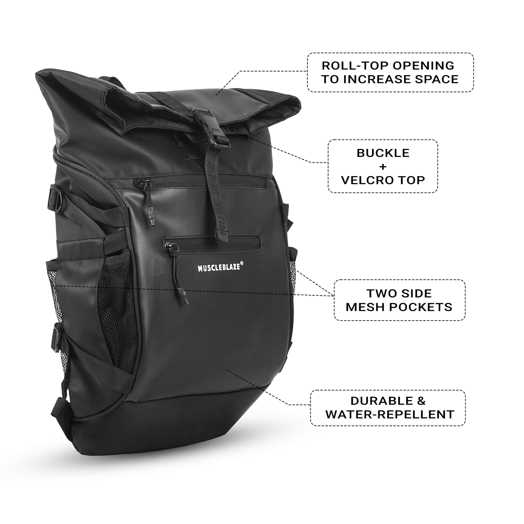 MuscleBlaze Pro Gym Backpack, 30L, Black, Water-Resistant Sports Duffle, Multiple Compartments, Unisex Adult - ingredients pa
