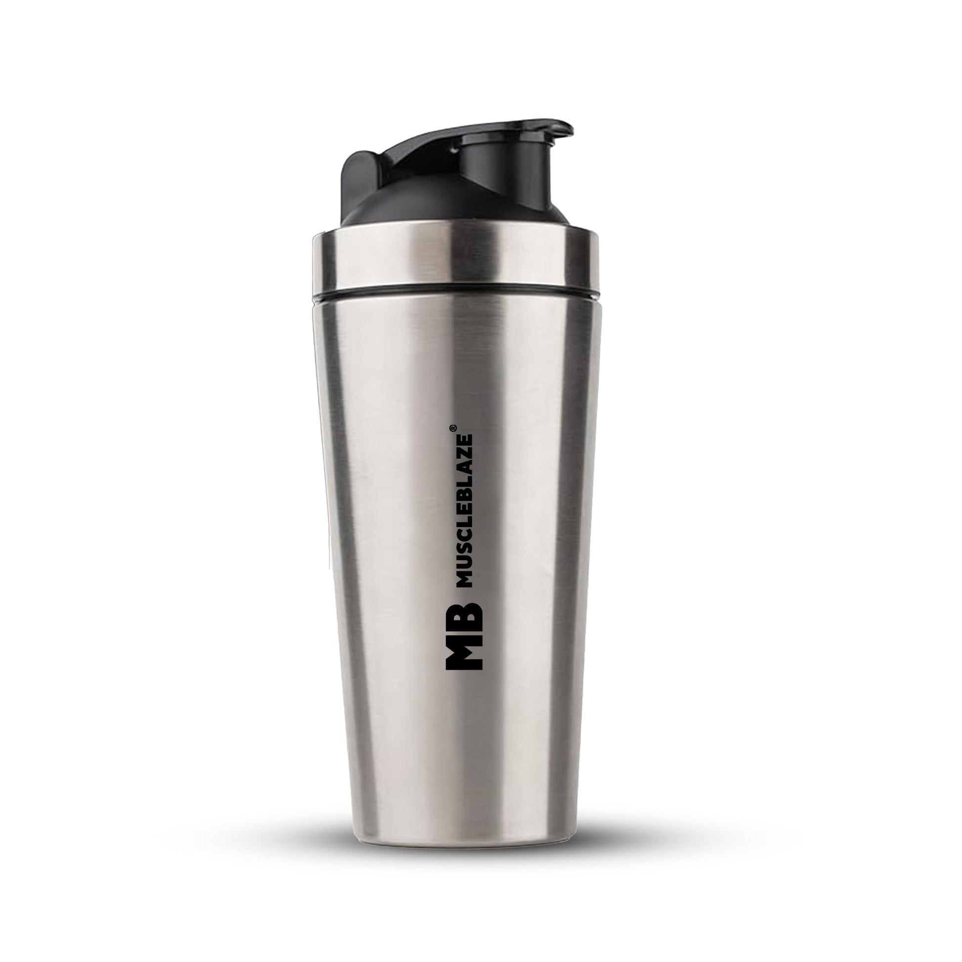 MuscleBlaze Stainless Steel Gym Shaker, 700ml, Silver, Leak-Proof Sports Shaker Bottle