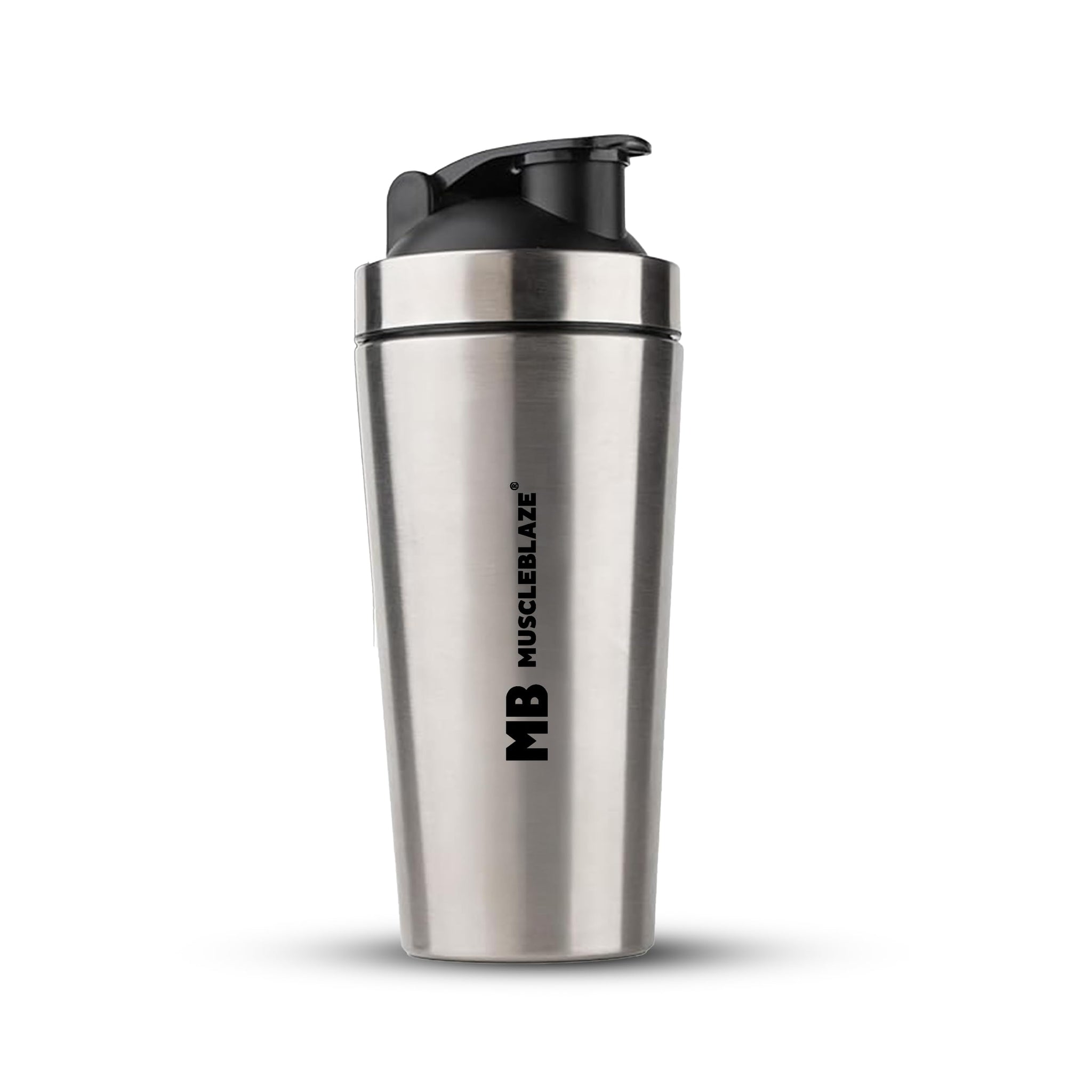 MuscleBlaze Stainless Steel Gym Shaker, 700ml, Silver, Leak-Proof Sports Shaker Bottle