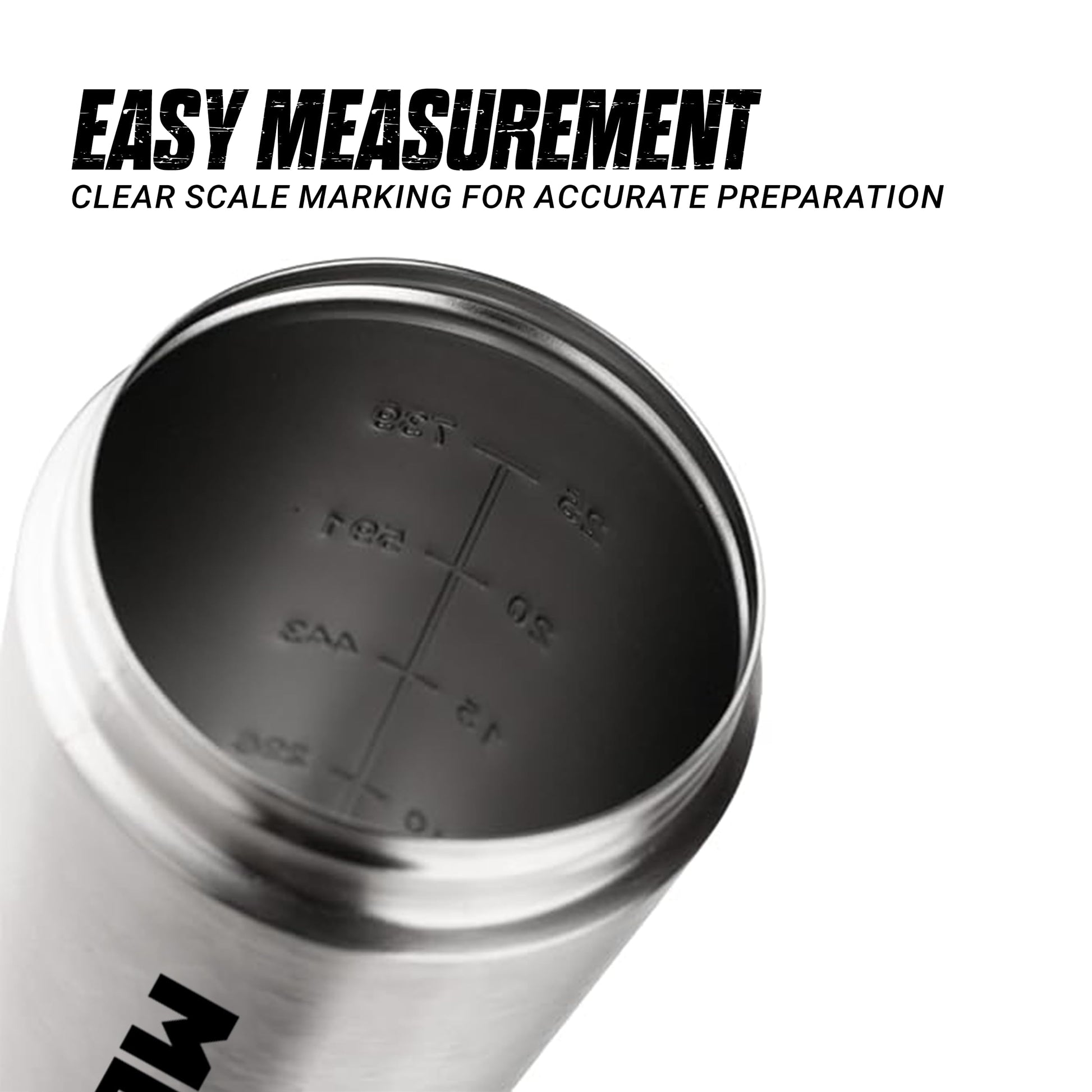 MuscleBlaze Stainless Steel Gym Shaker, 700ml, Silver, Leak-Proof Sports Shaker Bottle - back view