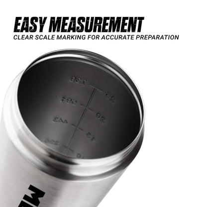 MuscleBlaze Stainless Steel Gym Shaker, 700ml, Silver, Leak-Proof Sports Shaker Bottle - back view