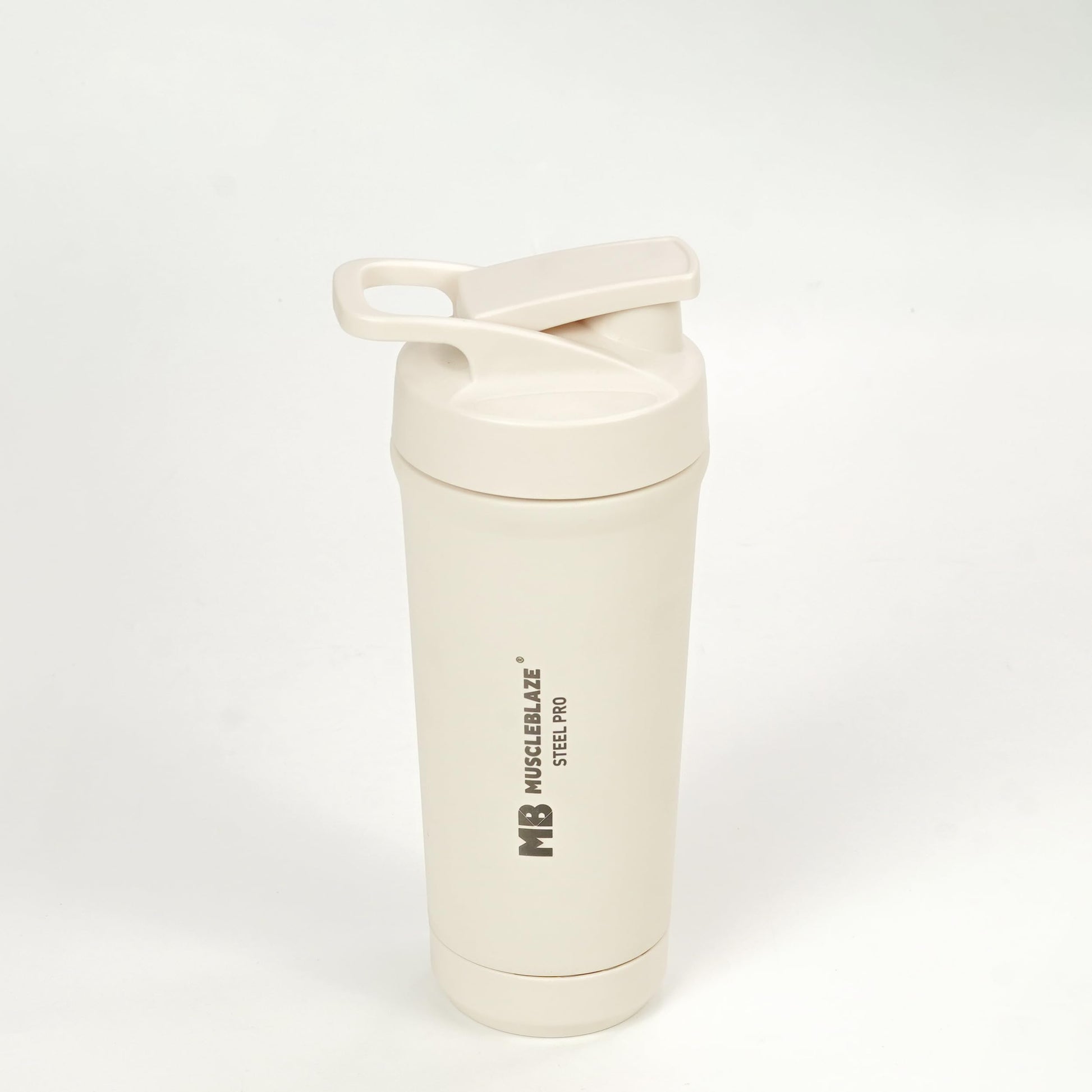 MuscleBlaze Stainless Steel Gym Shaker Pro Bottle, 700ml, Built-in Steel Whisk, Leakproof Closure - back view
