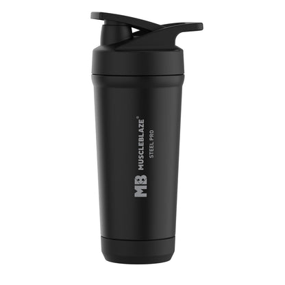 MuscleBlaze Stainless Steel Gym Shaker Pro Bottle, 700ml, Built-in Steel Whisk, Leakproof Closure (8)