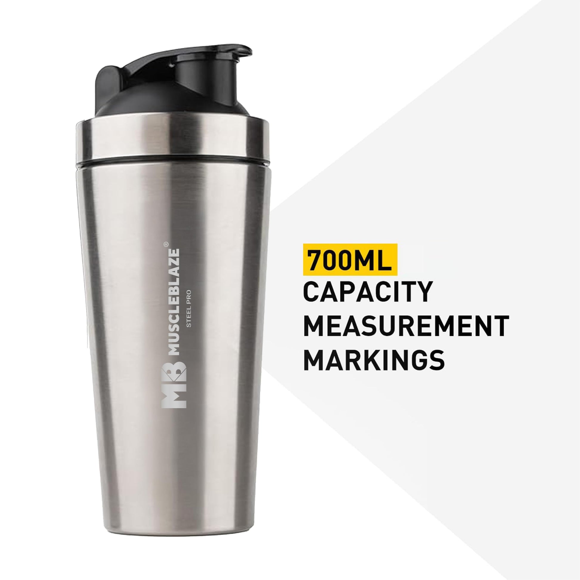 MuscleBlaze Stainless Steel Supplements Shaker Bottle, 700ml with Whisk Ball - ingredients panel (15)