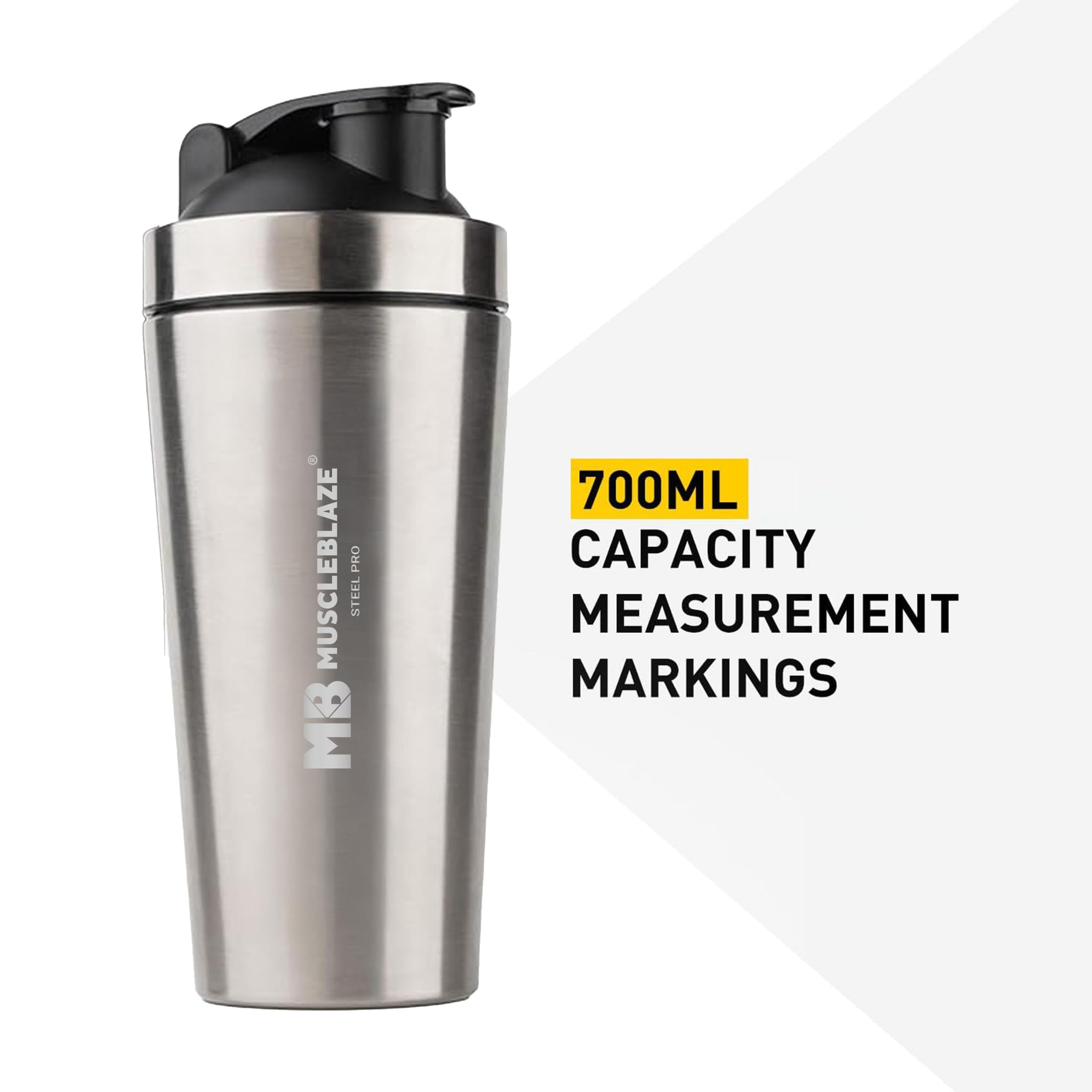 MuscleBlaze Stainless Steel Supplements Shaker Bottle, 700ml with Whisk Ball - ingredients panel (15)