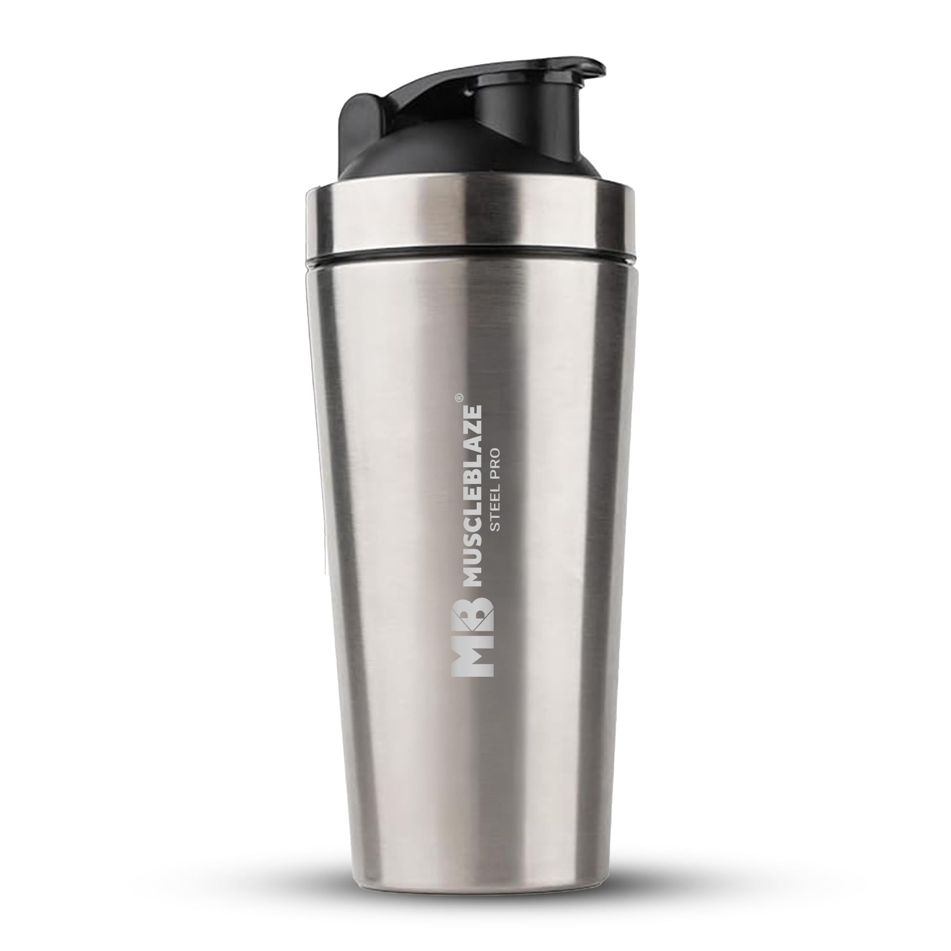 MuscleBlaze Stainless Steel Supplements Shaker Bottle, 700ml with Whisk Ball - in use (17)