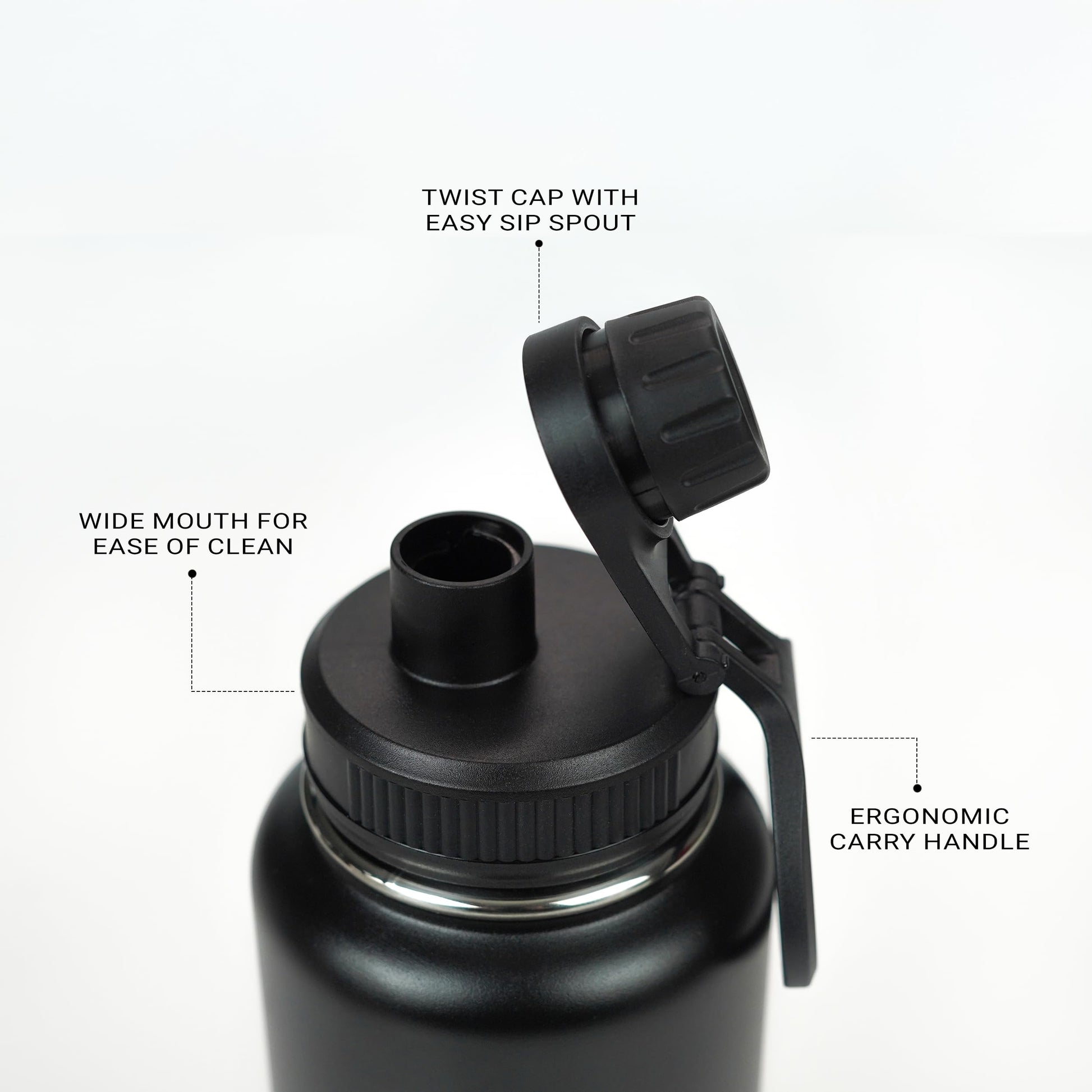 MuscleBlaze Stainless Steel Vacuum Insulated Water Bottle Thermos, 1L, Wide Mouth, Leak-Proof Lid - front view