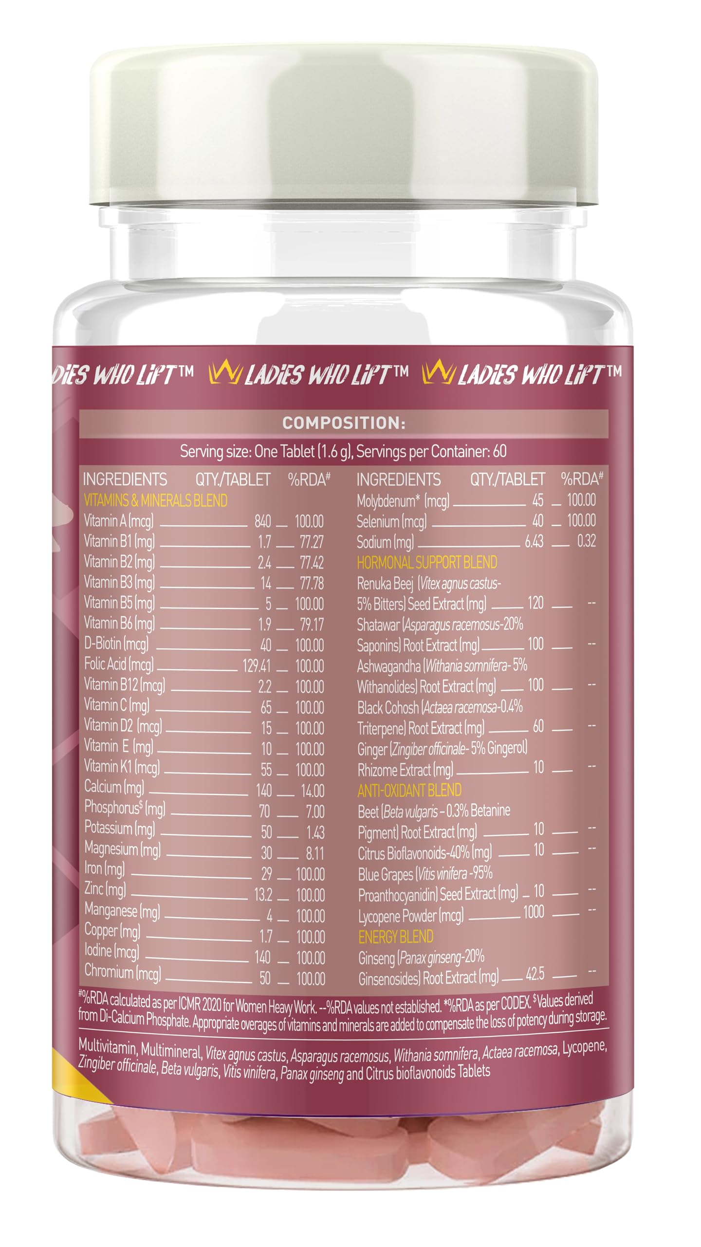 MuscleBlaze StrongHer Women Multivitamin, 60 Tablets - label detail
