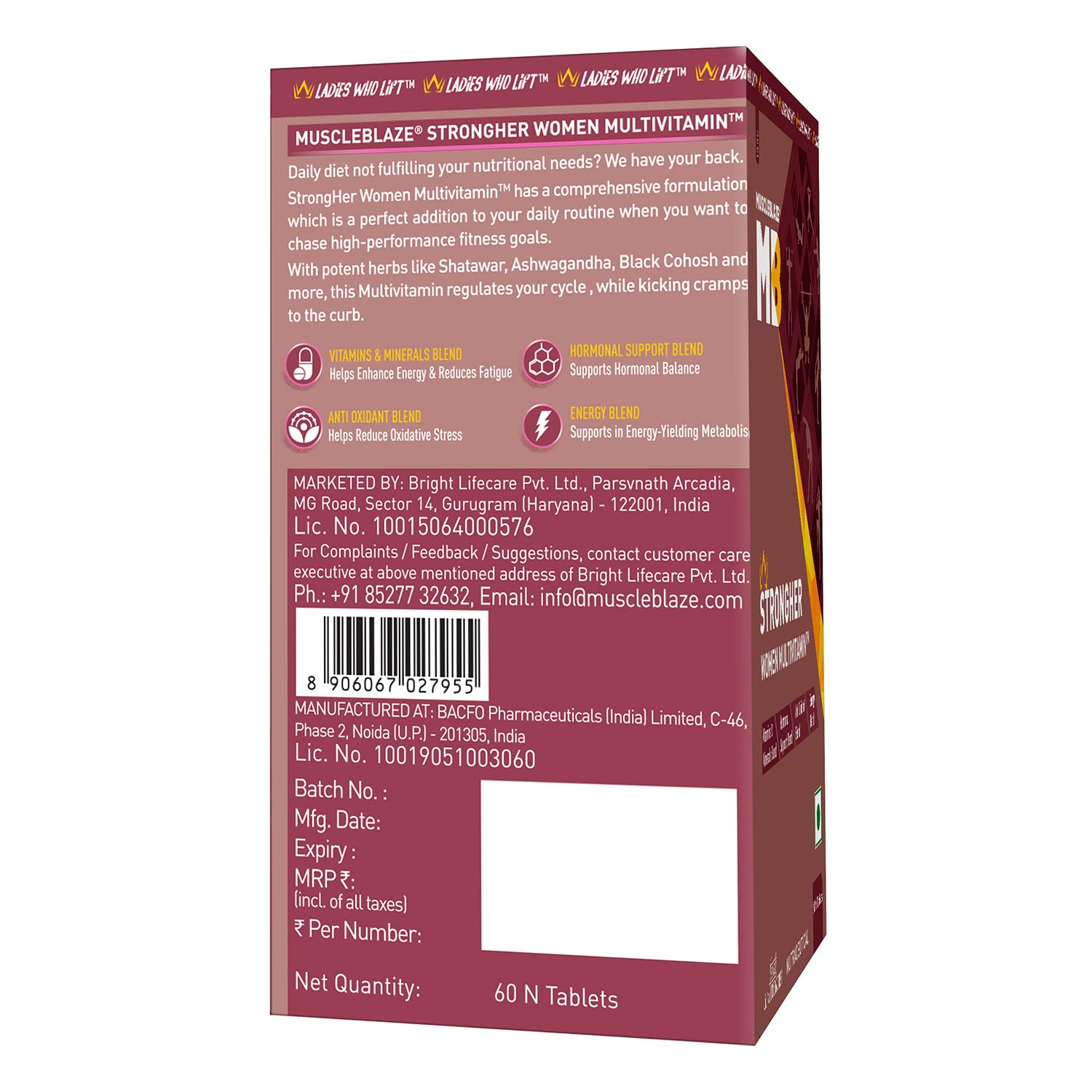 MuscleBlaze StrongHer Women Multivitamin, 60 Tablets - close-up detail