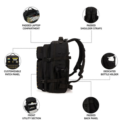 MuscleBlaze Tactical Backpack, 45L, Rip-Resistant Fabric, Water-Resistant, Unisex Adult - label detail (14)