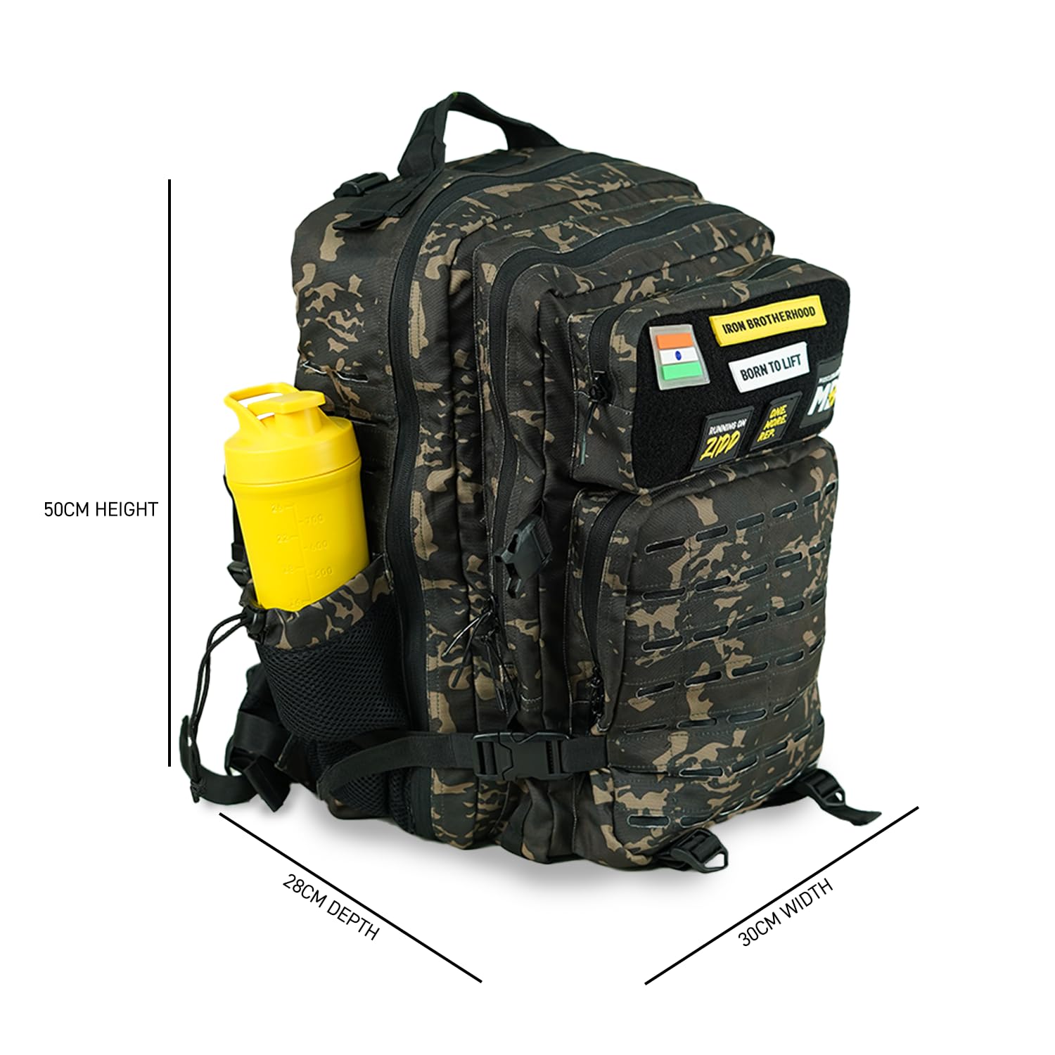 MuscleBlaze Tactical Backpack, 45L, Rip-Resistant Fabric, Water-Resistant, Unisex Adult - front view