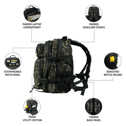 MuscleBlaze Tactical Backpack, 45L, Rip-Resistant Fabric, Water-Resistant, Unisex Adult - packaging