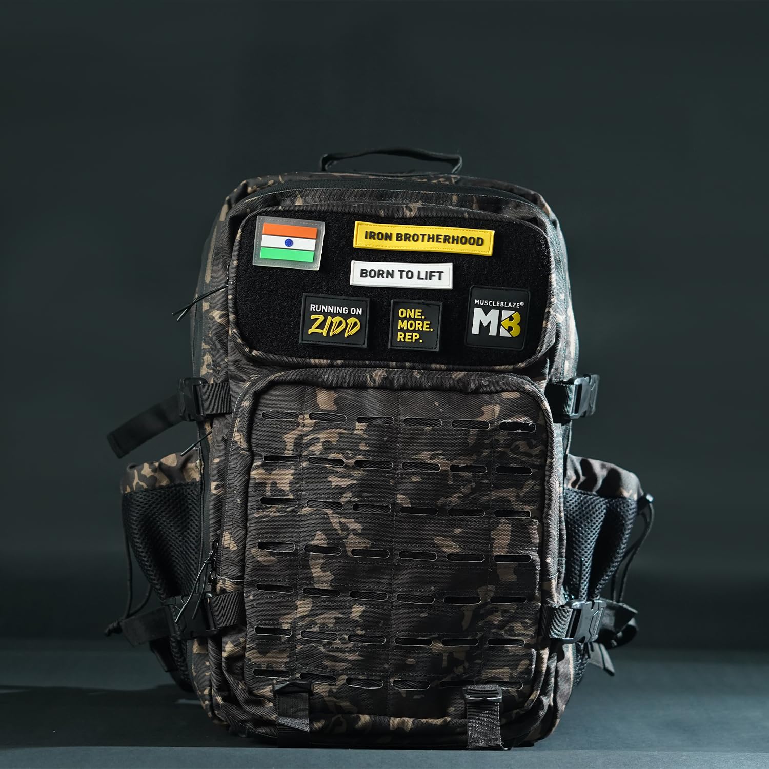 MuscleBlaze Tactical Backpack, 45L, Rip-Resistant Fabric, Water-Resistant, Unisex Adult - close-up detail