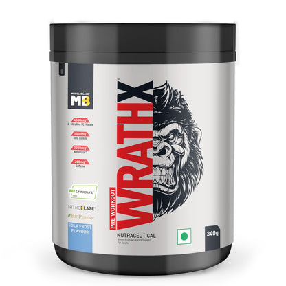 MuscleBlaze WrathX PUMP Pre-Workout Powder with Citrulline & Nitrosigine, Unisex Supplement (10)