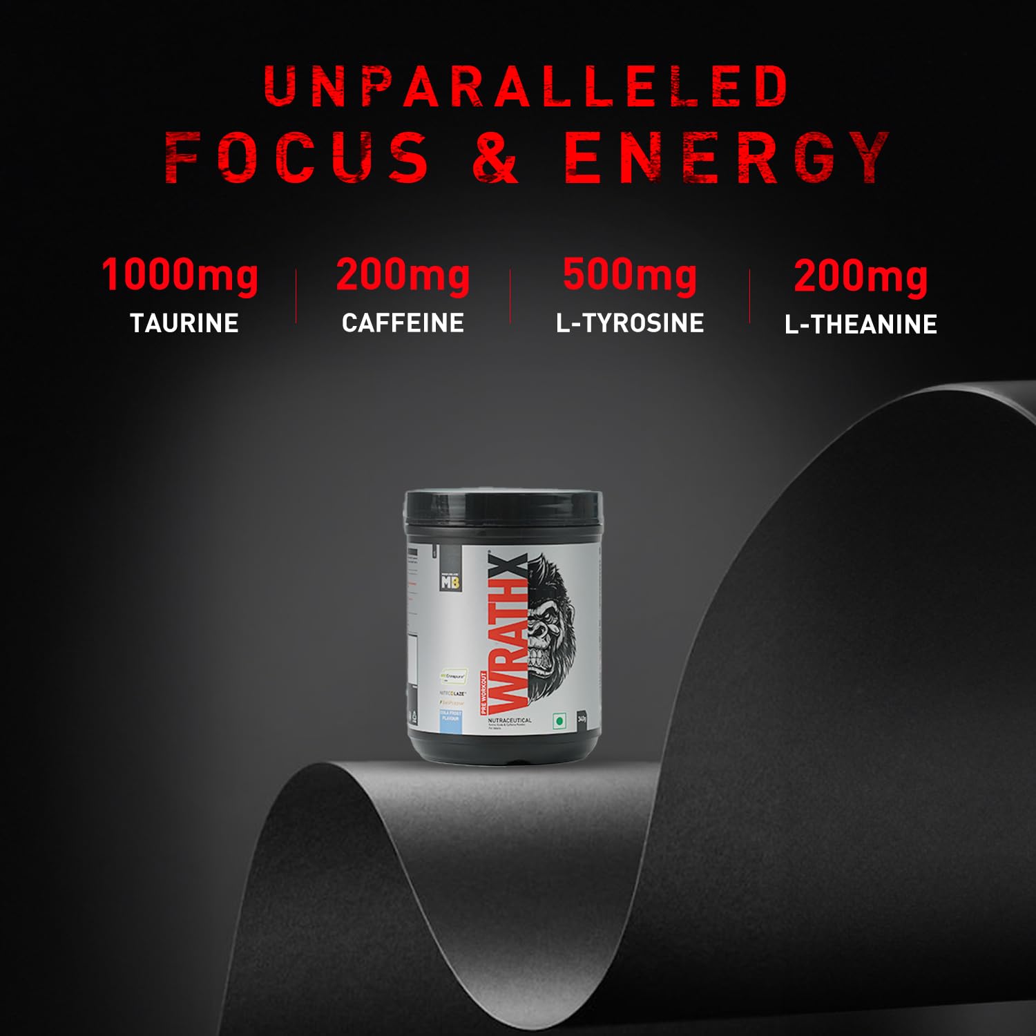 MuscleBlaze WrathX PUMP Pre-Workout Powder with Citrulline & Nitrosigine, Unisex Supplement - back view (12)