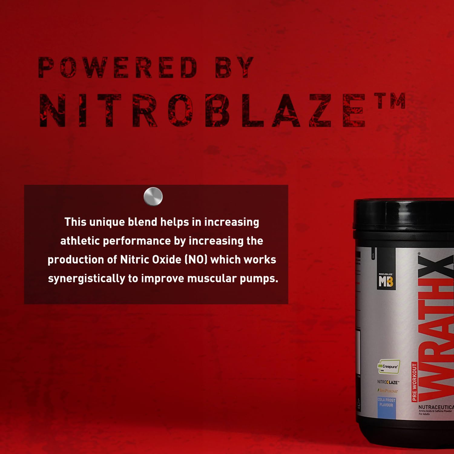 MuscleBlaze WrathX PUMP Pre-Workout Powder with Citrulline & Nitrosigine, Unisex Supplement - label detail (14)