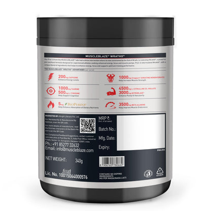 MuscleBlaze WrathX PUMP Pre-Workout Powder with Citrulline & Nitrosigine, Unisex Supplement - close-up detail (16)