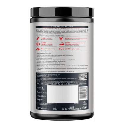 MuscleBlaze WrathX PUMP Pre-Workout Powder with Citrulline & Nitrosigine, Unisex Supplement - close-up detail (23)