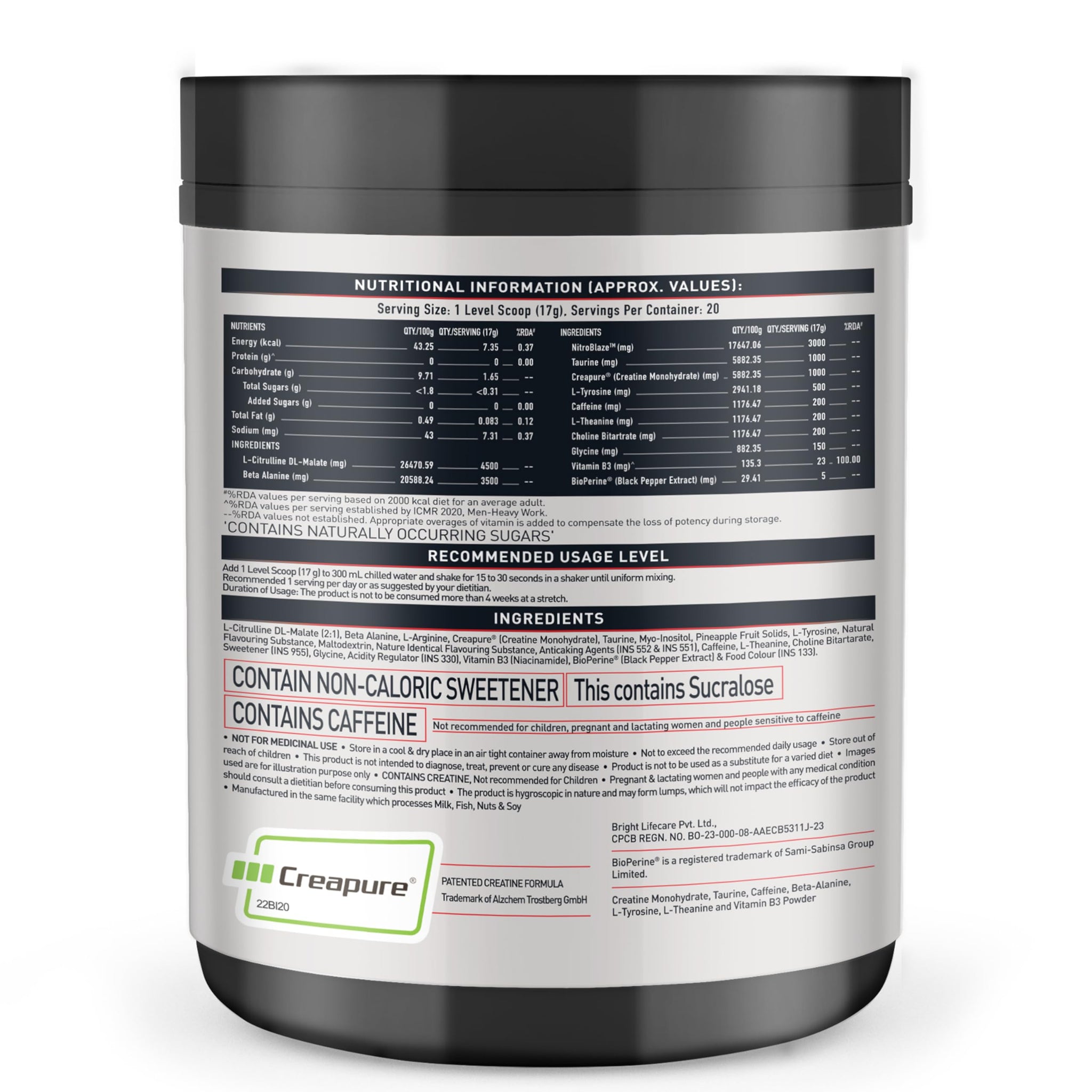MuscleBlaze WrathX PUMP Pre-Workout Powder with Citrulline & Nitrosigine, Unisex Supplement - close-up detail (30)