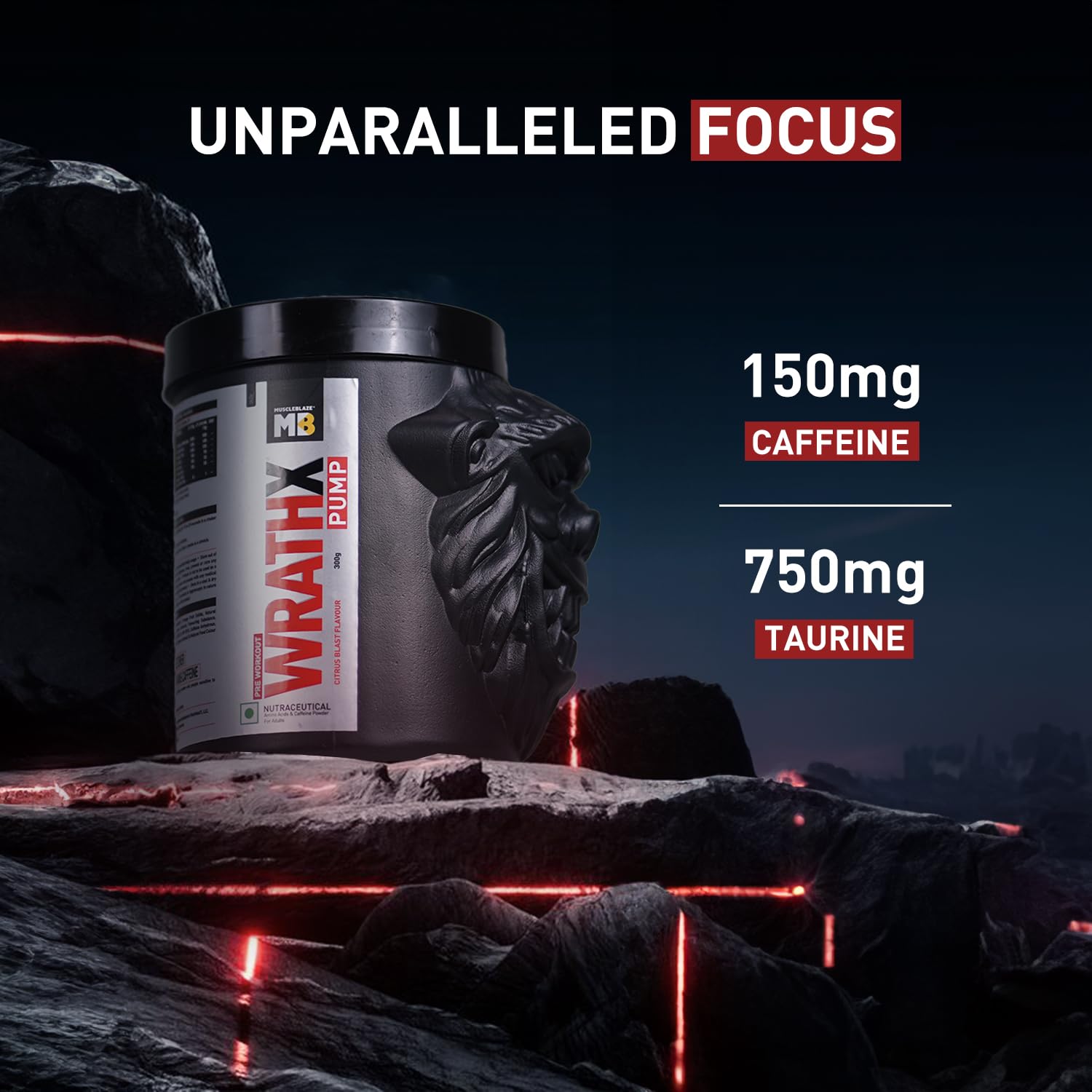 MuscleBlaze WrathX PUMP Pre-Workout Powder with Citrulline & Nitrosigine, Unisex Supplement - packaging
