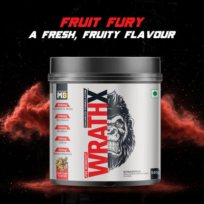 MuscleBlaze WrathX PUMP Pre-Workout Powder with Citrulline & Nitrosigine, Unisex Supplement - back view (40)