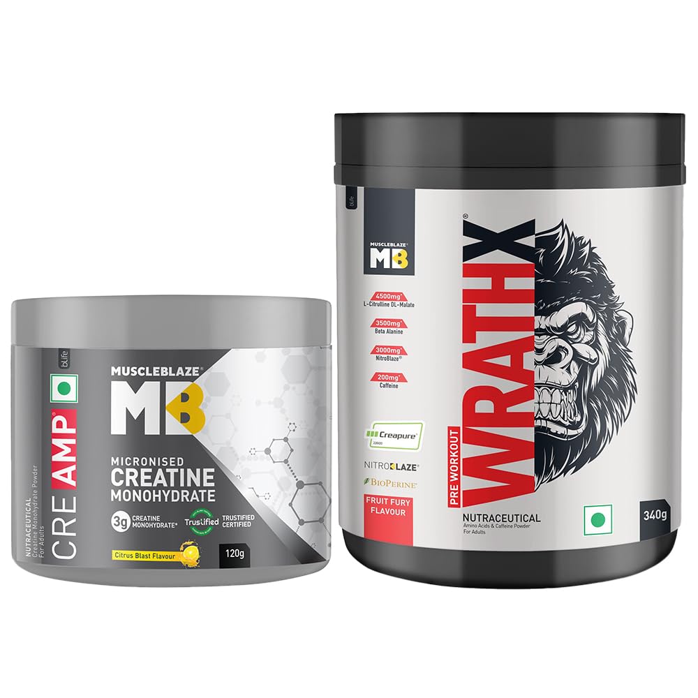 MuscleBlaze WrathX PUMP Pre-Workout Powder with Citrulline & Nitrosigine, Unisex Supplement (46)