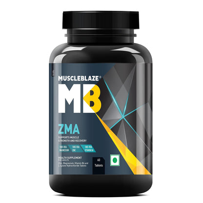 MuscleBlaze ZMA Nutritional Supplement, 60 Tablets, Zinc Magnesium Vitamin B6 Formula