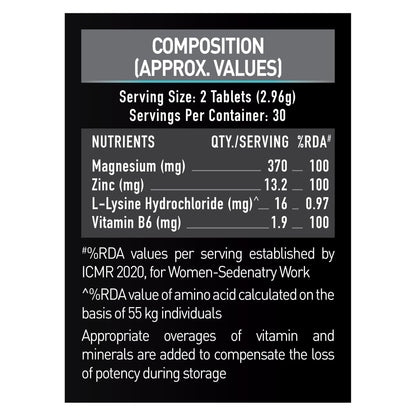 MuscleBlaze ZMA Nutritional Supplement, 60 Tablets, Zinc Magnesium Vitamin B6 Formula - packaging