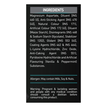 MuscleBlaze ZMA Nutritional Supplement, 60 Tablets, Zinc Magnesium Vitamin B6 Formula - close-up detail