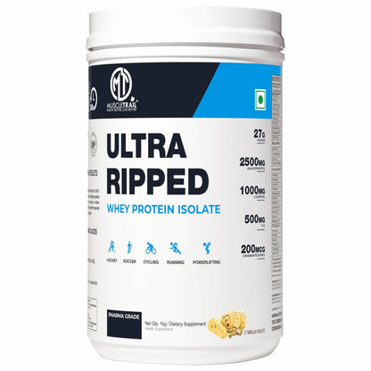 MUSCLETRAIL Pharma Grade Whey Protein Isolate Powder, 1KG, 27g Protein Per Serving (13)