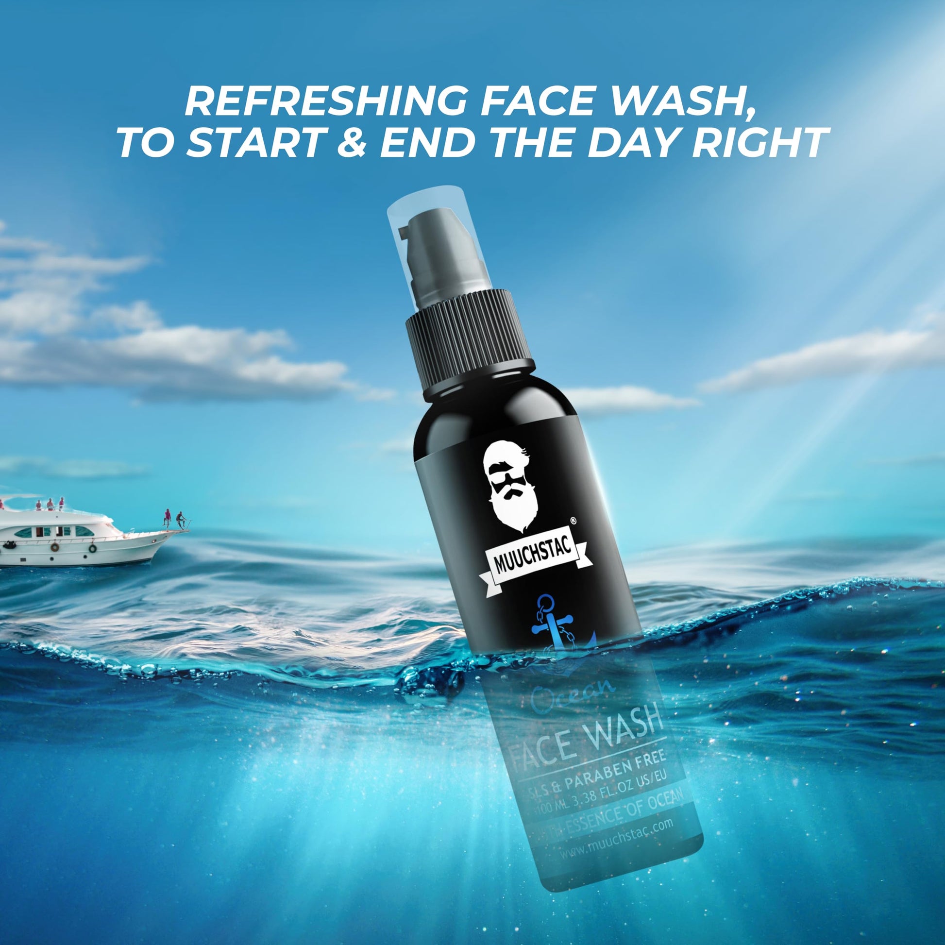 Muuchstac Face Wash for Men, Ocean Scent, Multi-Action Formula with Licorice Extract and Menthol - close-up detail
