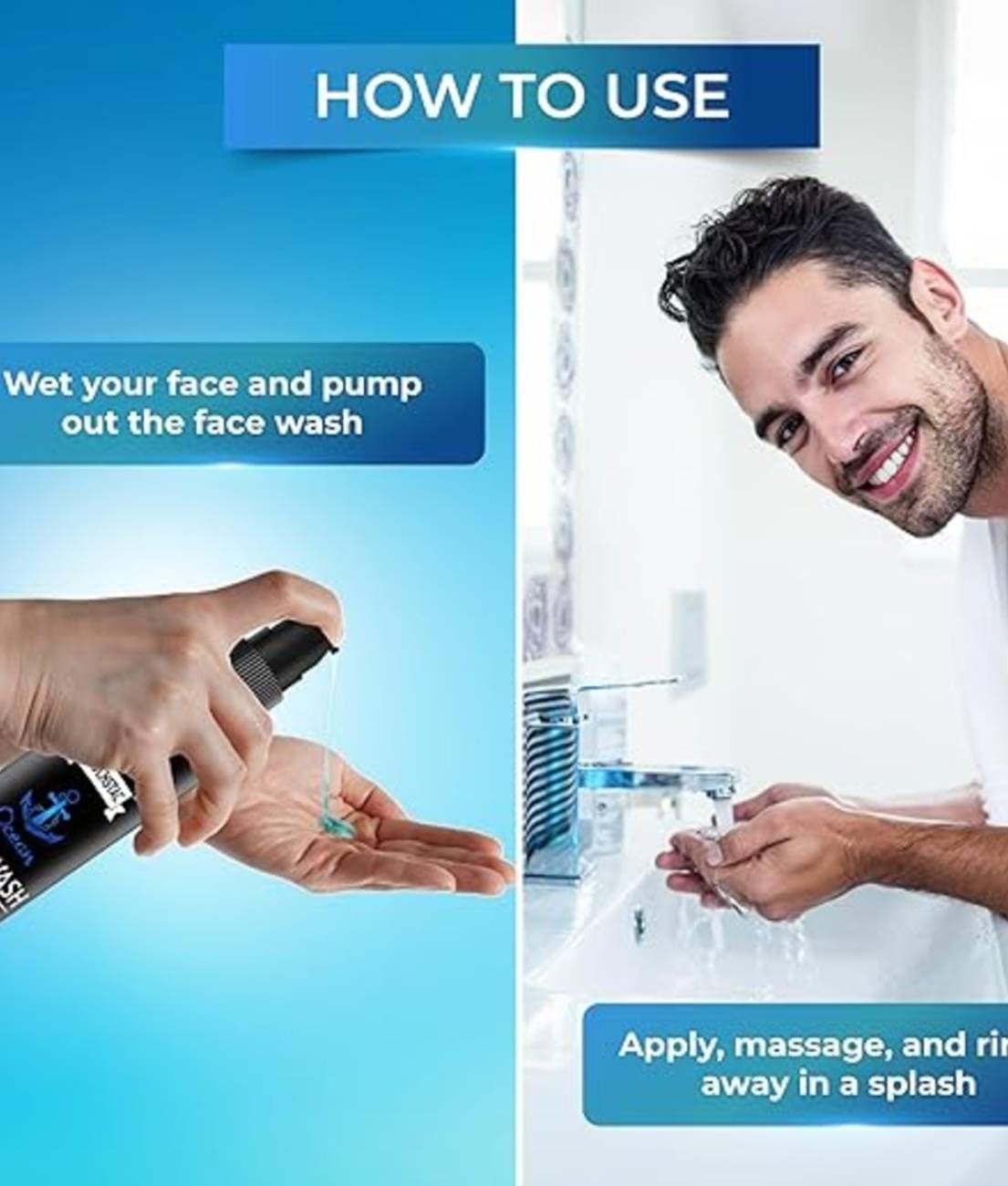 Muuchstac Face Wash for Men, Ocean Scent, Multi-Action Formula with Licorice Extract and Menthol - back view