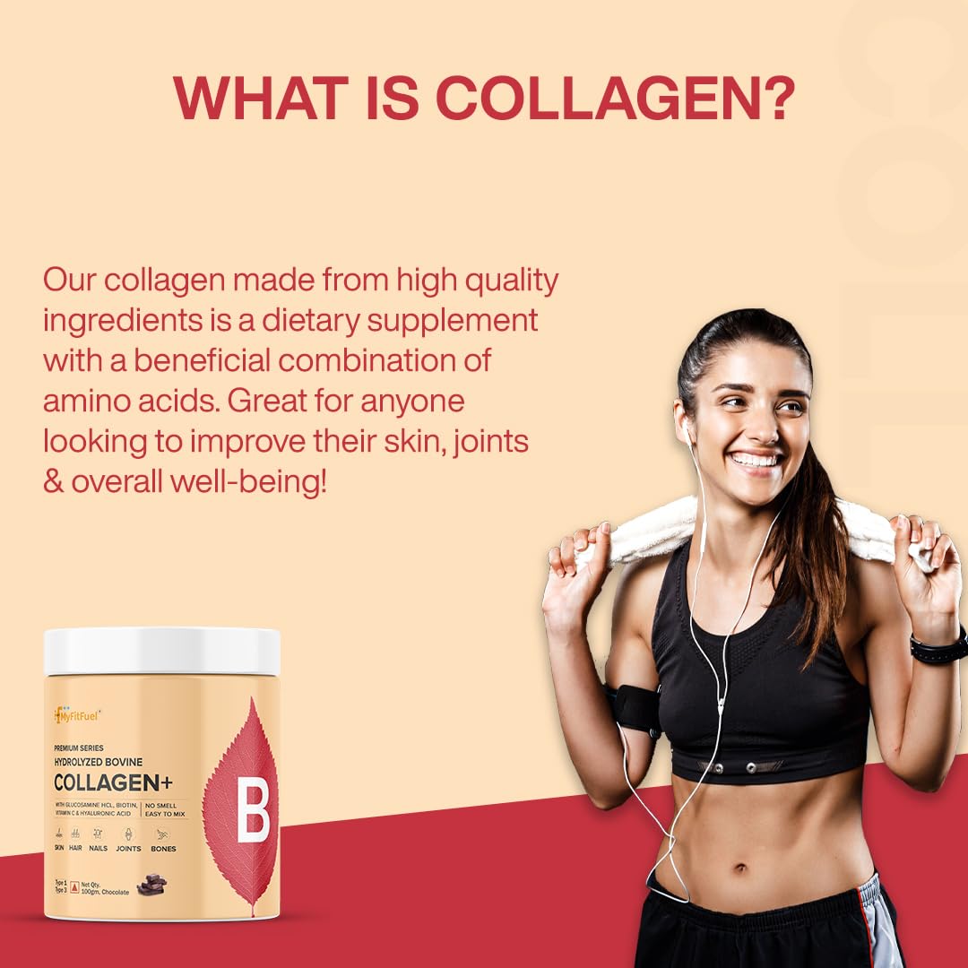 MyFitFuel Hydrolyzed Bovine Collagen Powder, Type 1 & 3, with Biotin, Hyaluronic Acid, Zinc, Vitamin C & Glucosamine - ingred