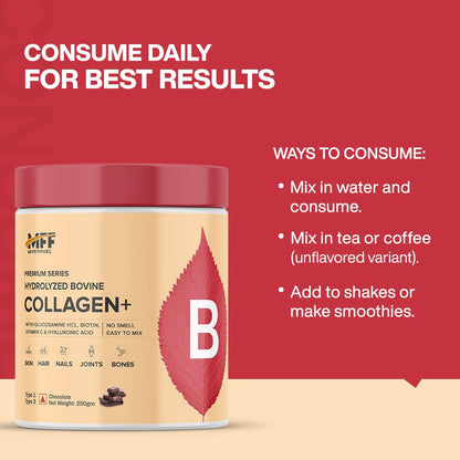 MyFitFuel Hydrolyzed Bovine Collagen Powder, Type 1 & 3, with Biotin, Hyaluronic Acid, Zinc, Vitamin C & Glucosamine - front