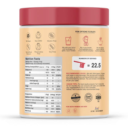 MyFitFuel Hydrolyzed Bovine Collagen Powder, Type 1 & 3, with Biotin, Hyaluronic Acid, Zinc, Vitamin C & Glucosamine - size a