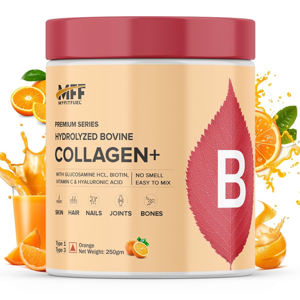MyFitFuel Hydrolyzed Bovine Collagen Powder, Type 1 & 3, with Biotin, Hyaluronic Acid, Zinc, Vitamin C & Glucosamine (25)
