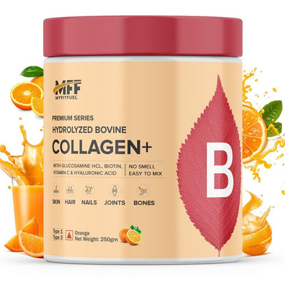 MyFitFuel Hydrolyzed Bovine Collagen Powder, Type 1 & 3, with Biotin, Hyaluronic Acid, Zinc, Vitamin C & Glucosamine (25)