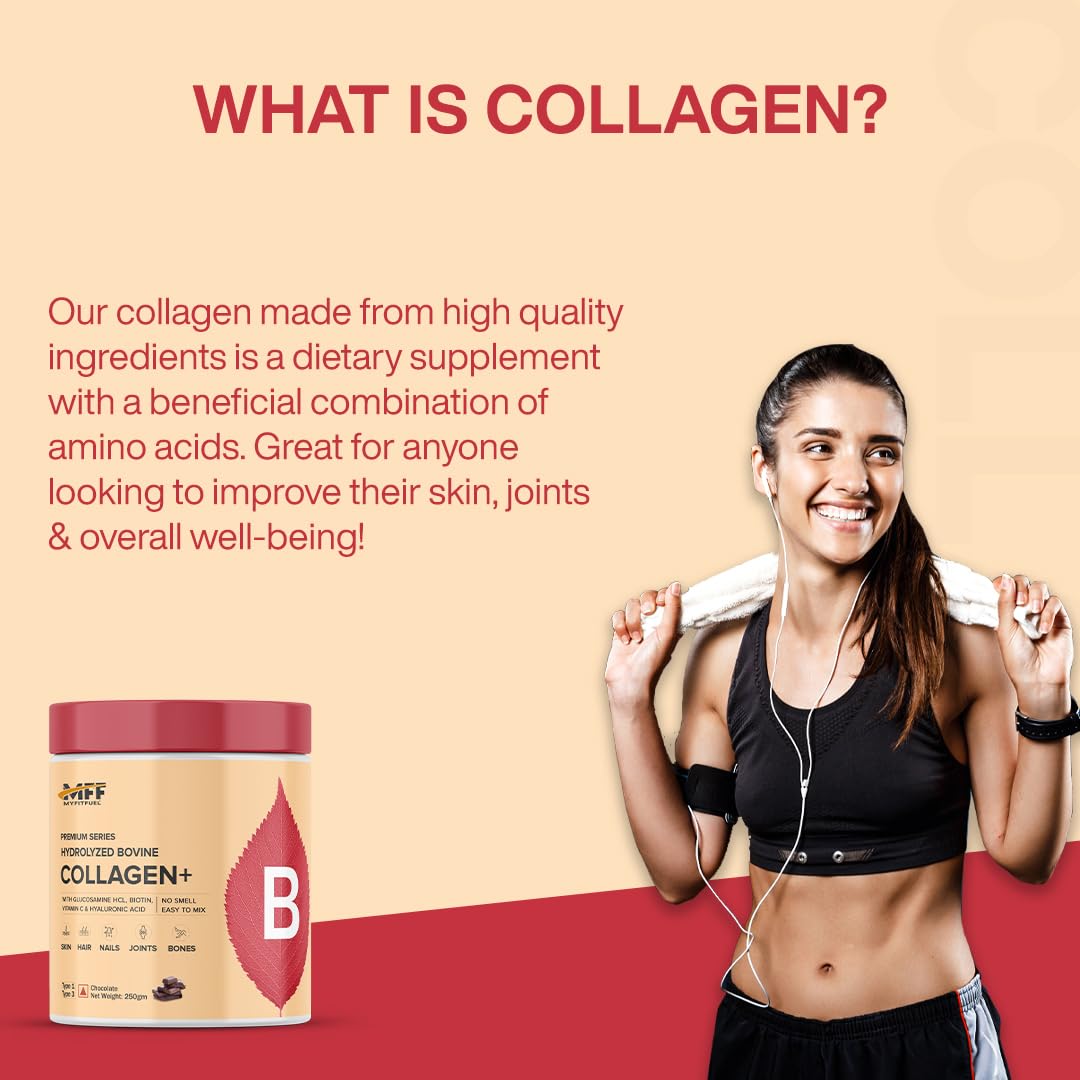 MyFitFuel Hydrolyzed Bovine Collagen Powder, Type 1 & 3, with Biotin, Hyaluronic Acid, Zinc, Vitamin C & Glucosamine - close-