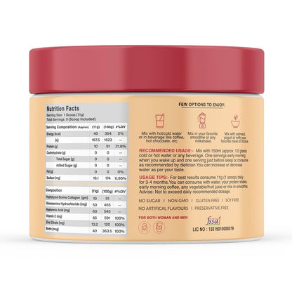 MyFitFuel Hydrolyzed Bovine Collagen Powder, Type 1 & 3, with Biotin, Hyaluronic Acid, Zinc, Vitamin C & Glucosamine - size a
