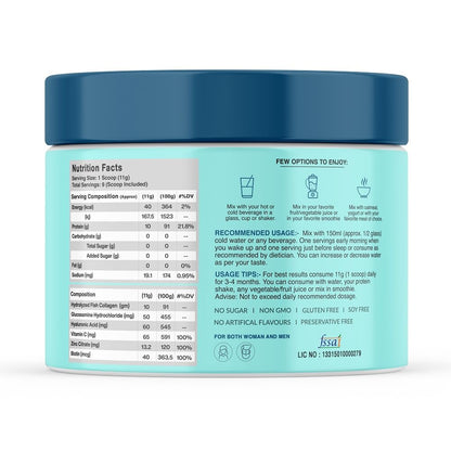 MyFitFuel Hydrolyzed Marine Collagen Peptides Powder with Biotin & Hyaluronic Acid - size and scale (19)