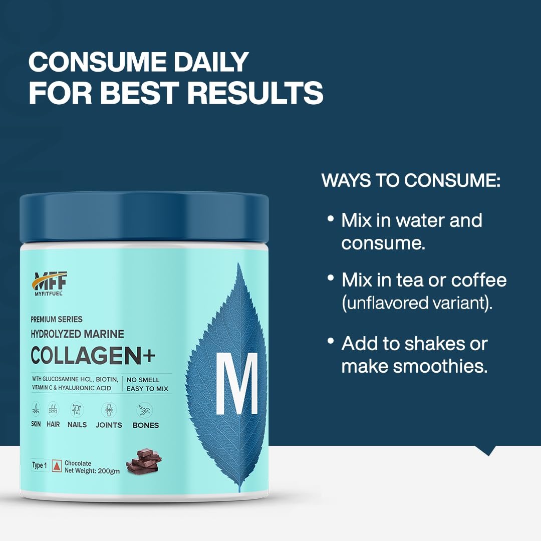 MyFitFuel Hydrolyzed Marine Collagen Peptides Powder with Biotin & Hyaluronic Acid - front view