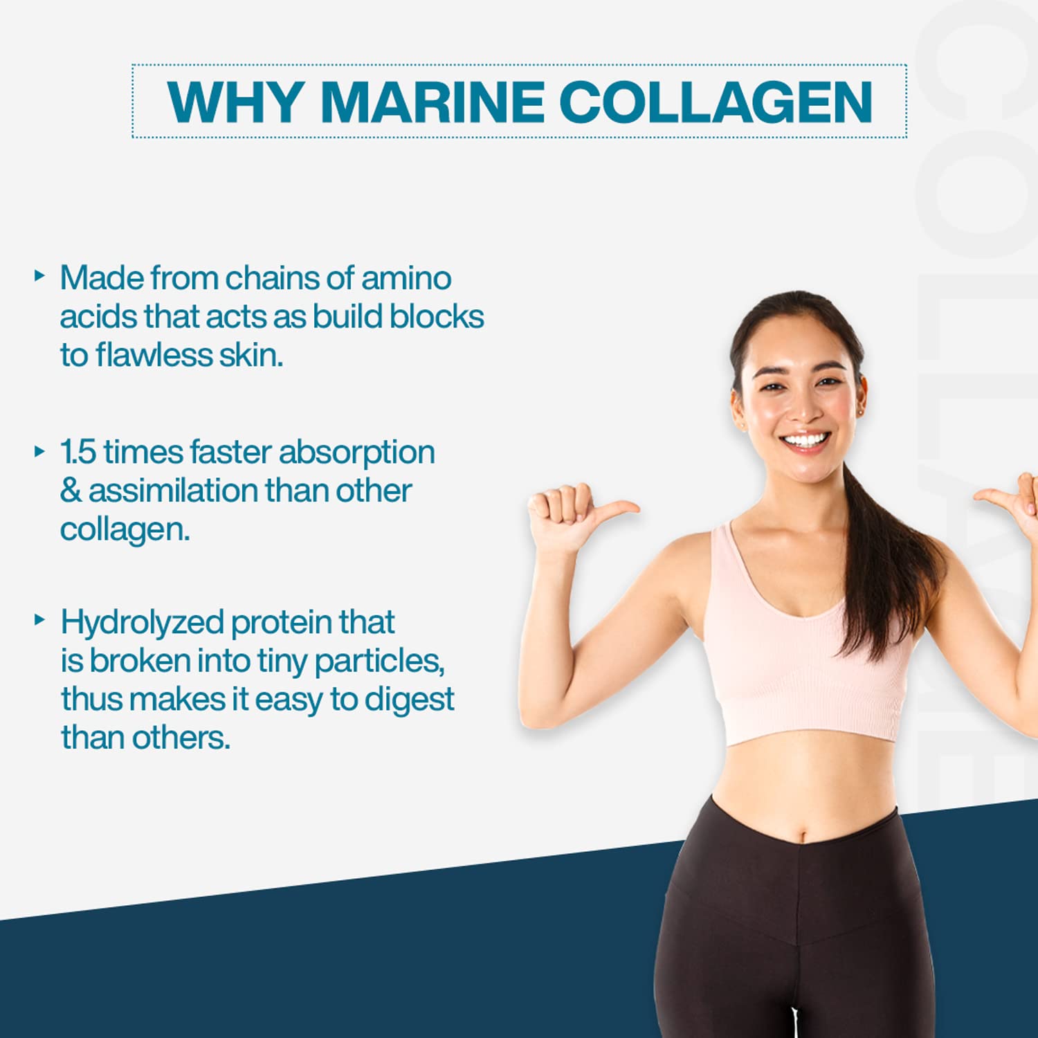 MyFitFuel Hydrolyzed Marine Collagen Peptides Powder with Biotin & Hyaluronic Acid - label detail