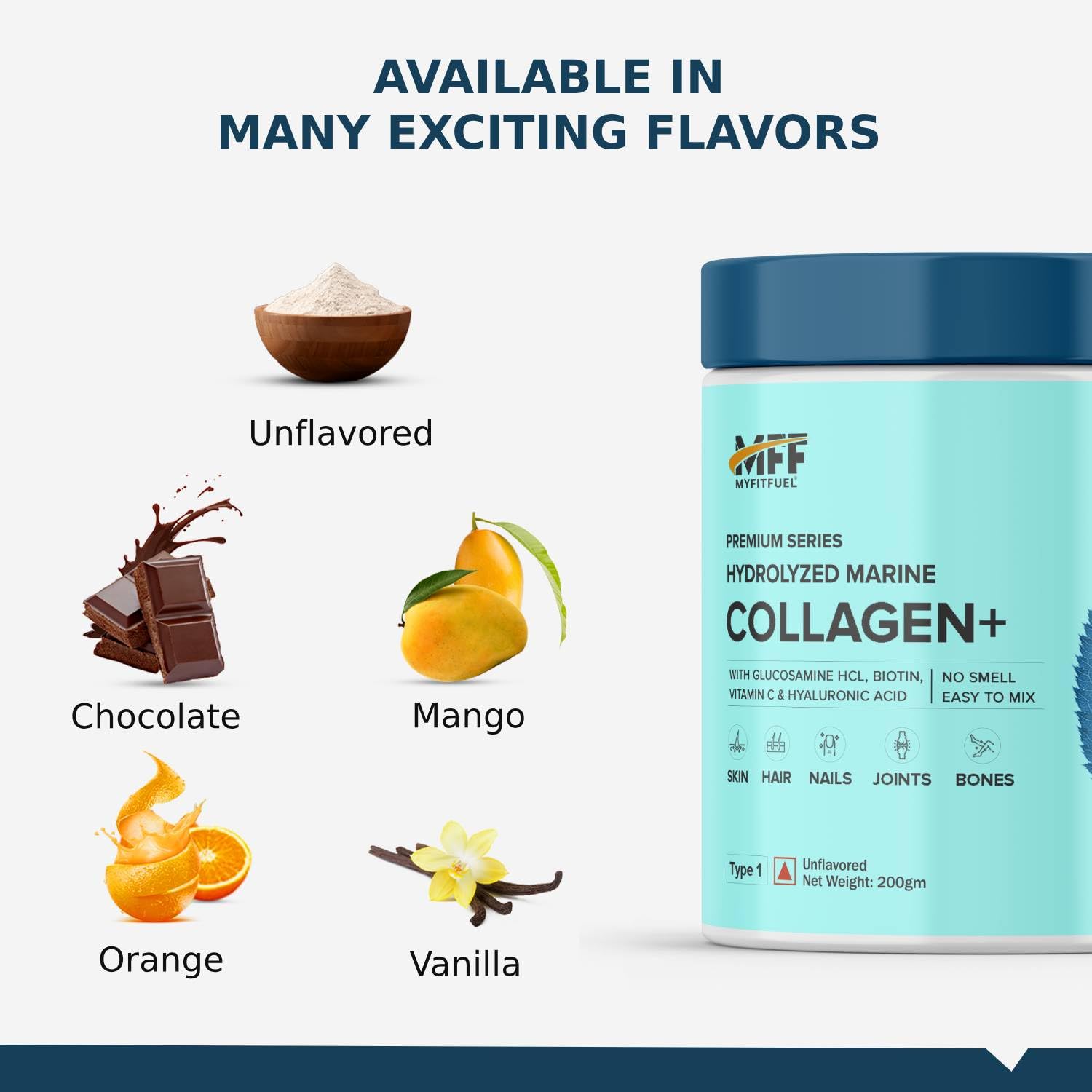 MyFitFuel Hydrolyzed Marine Collagen Peptides Powder with Biotin & Hyaluronic Acid - in use