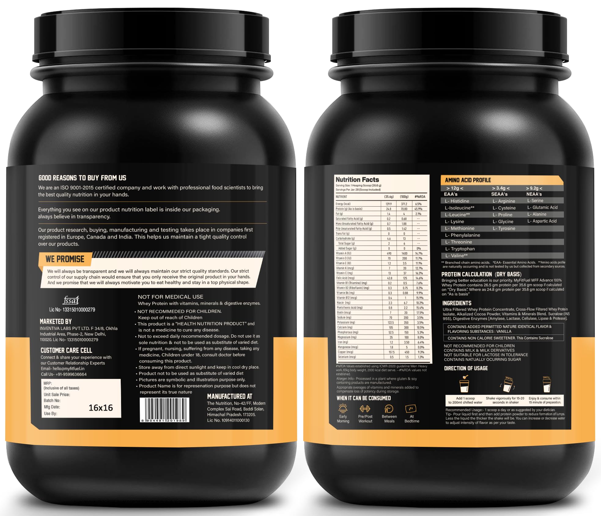 MyFitFuel MFF Whey Protein Powder, Adult Protein Supplement with Digestive Enzymes, 22 Vitamins & Minerals - packaging (16)