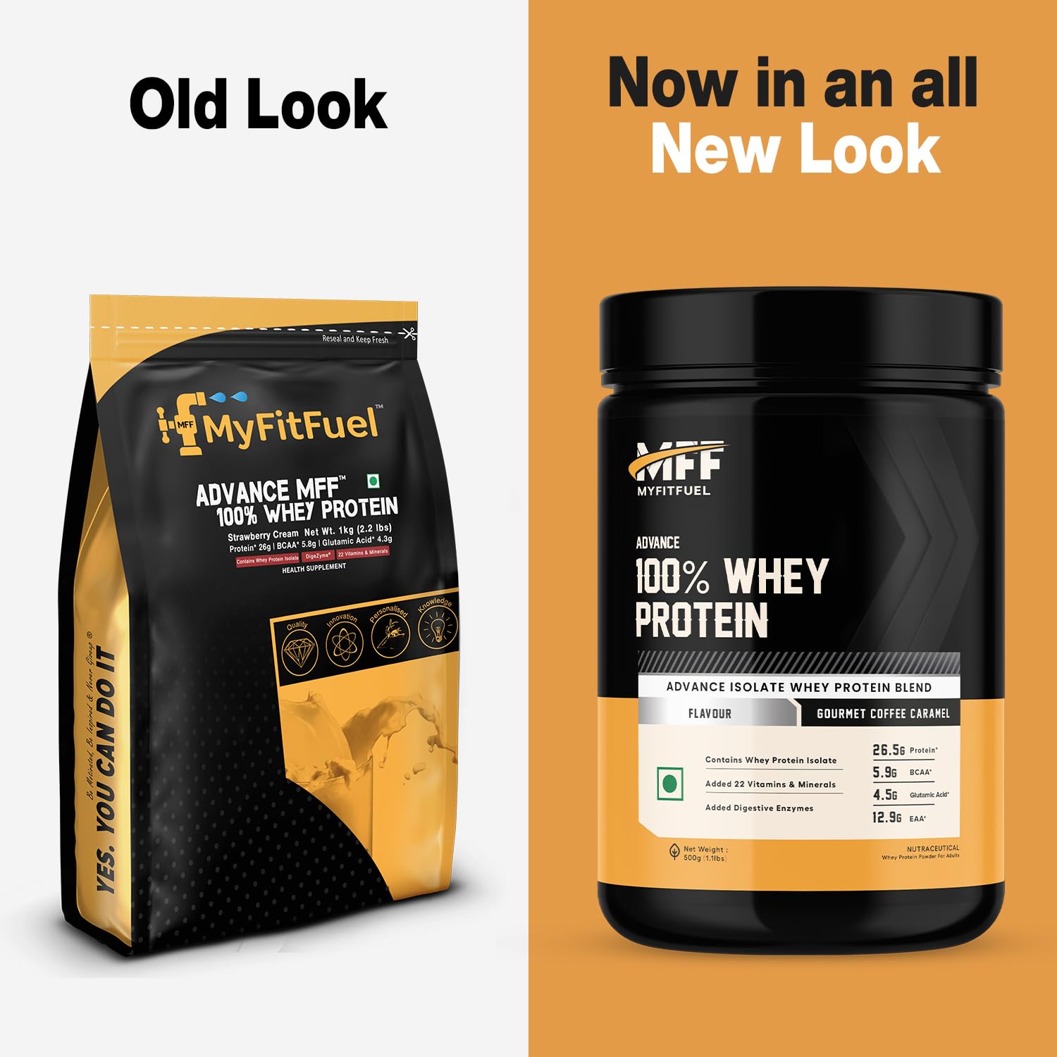 MyFitFuel MFF Whey Protein Powder, Adult Protein Supplement with Digestive Enzymes, 22 Vitamins & Minerals - front view