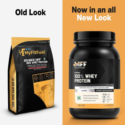 MyFitFuel MFF Whey Protein Powder, Adult Protein Supplement with Digestive Enzymes, 22 Vitamins & Minerals - front view (9)