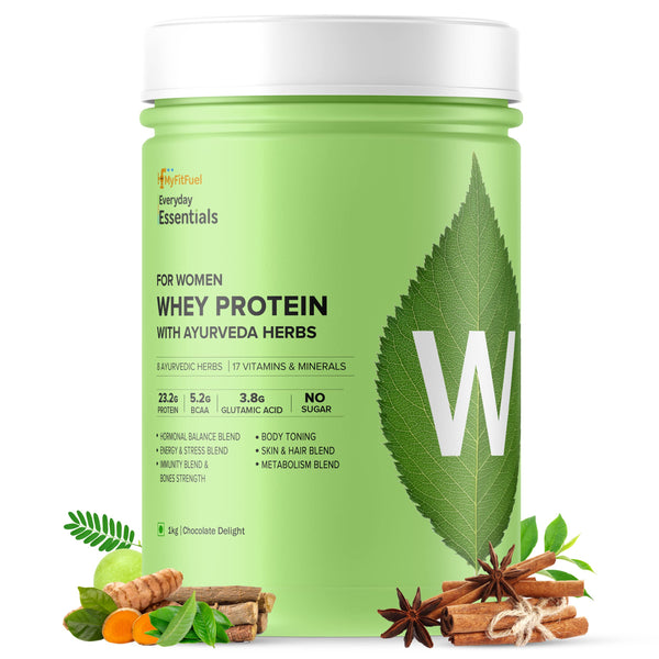 MyFitFuel Women Clean Whey Protein Powder, Chocolate Delight with Ayurvedic Herbs & Multivitamins